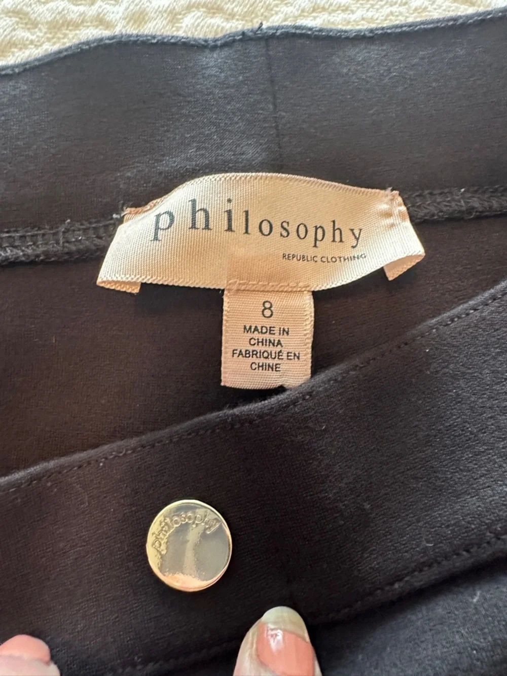 Philosophy Black Slim Ponte Ankle Pants Leggings